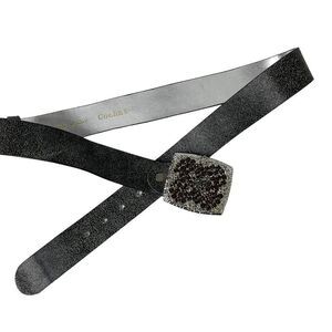 Cochni leather rhinestone buckle shiny belt Sz 42 boho western festival